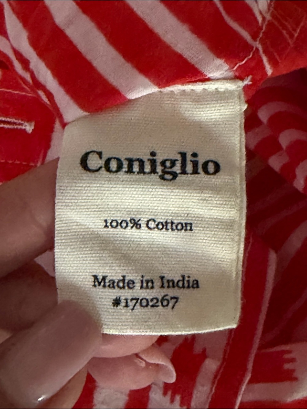 Coniglio Palm Beach Red White Print Cotton Button Down Shirt Like New - Picture 13 of 14